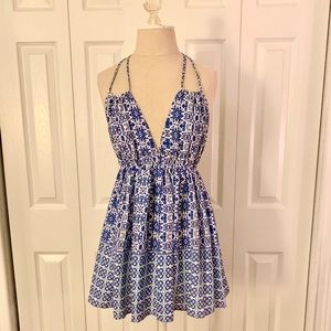 Mooloola blue & white pattern mini dress